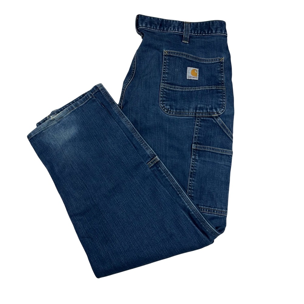 Carhartt Double Knee Denim Jeans Pants Mens 40x30 Blue Rugged Flex‎ Workwear